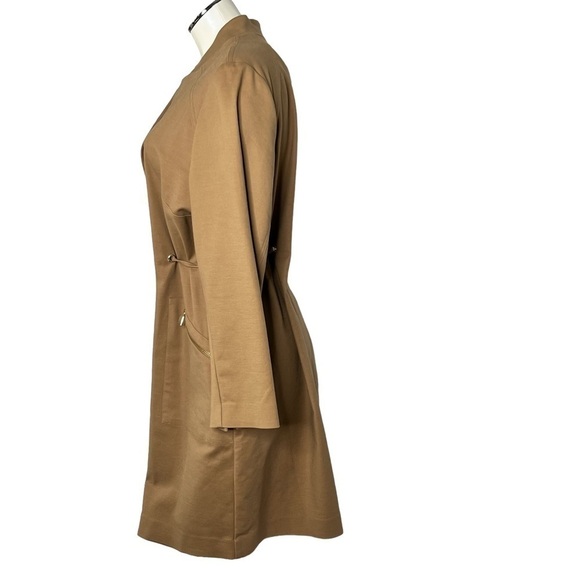 NWT CHICO'S Brown Drawstring Duster Trench Coat Jacket Size Petite 3 (XL 16/18) - Picture 6 of 16
